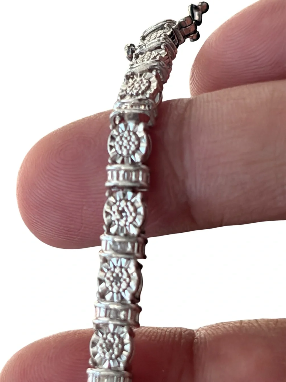 Sterling Silver and Diamond Tennis Bracelet
